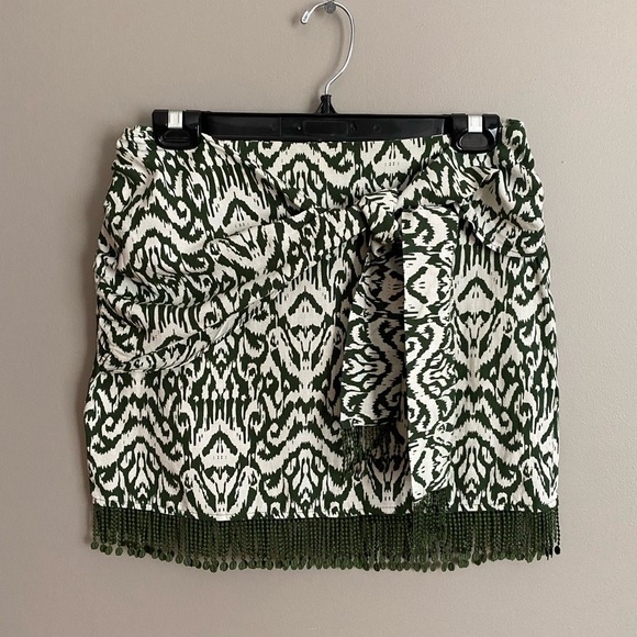 Zara Mini Skirt with Fringe and Front Tie Size S - Picture 3 of 11